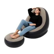 Inflatable armchair with footrest included – ergonomic inflatable sofa for indoor and outdoor, ideal for bedroom, living room, camping, terrace or garden – modern and ultra comfortable design